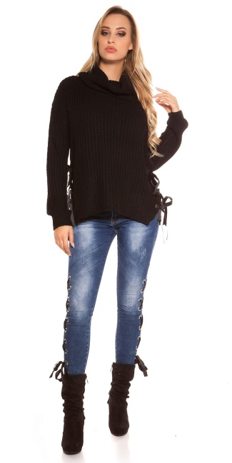 Trendy XL Collar knit jumper Black